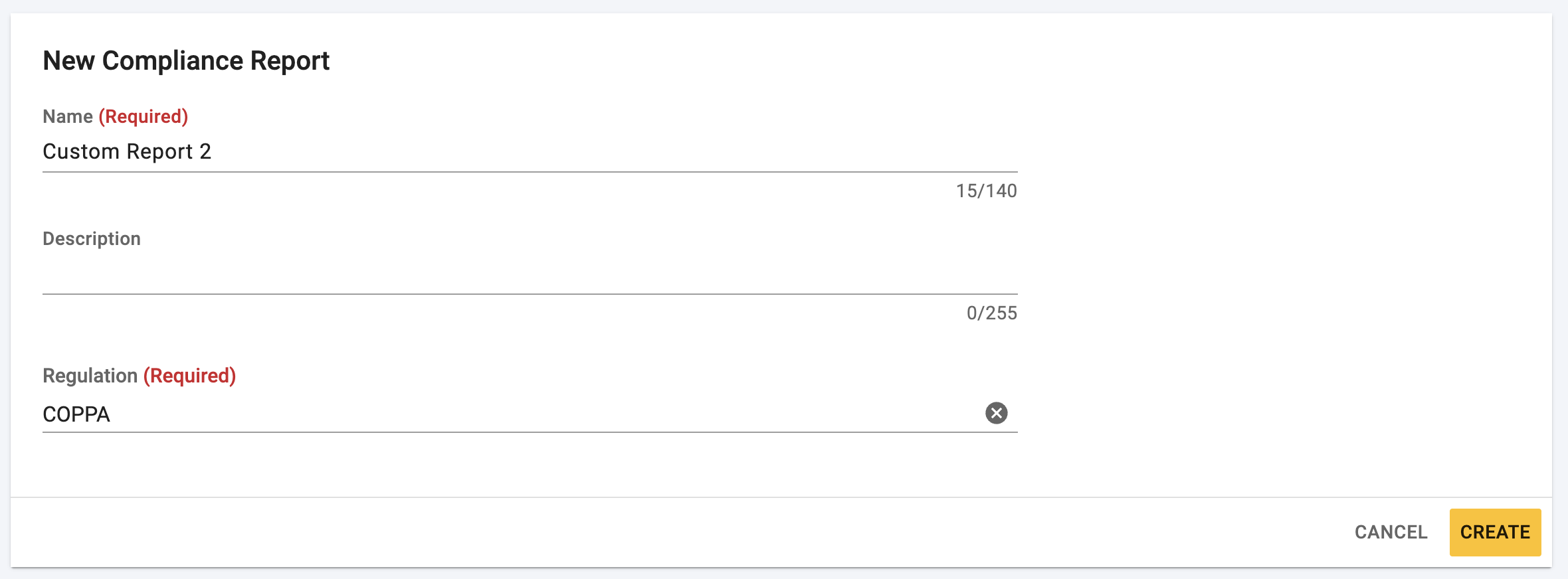 Create Compliance Report Form