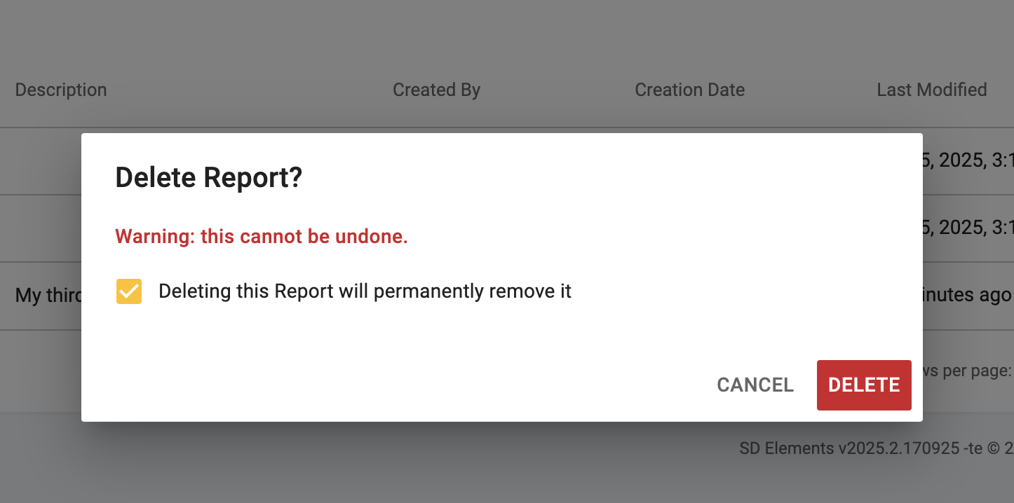 Delete Compliance Report Form