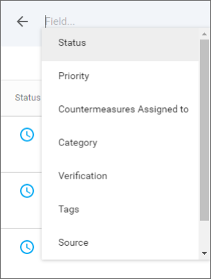 project countermeasures filter fields