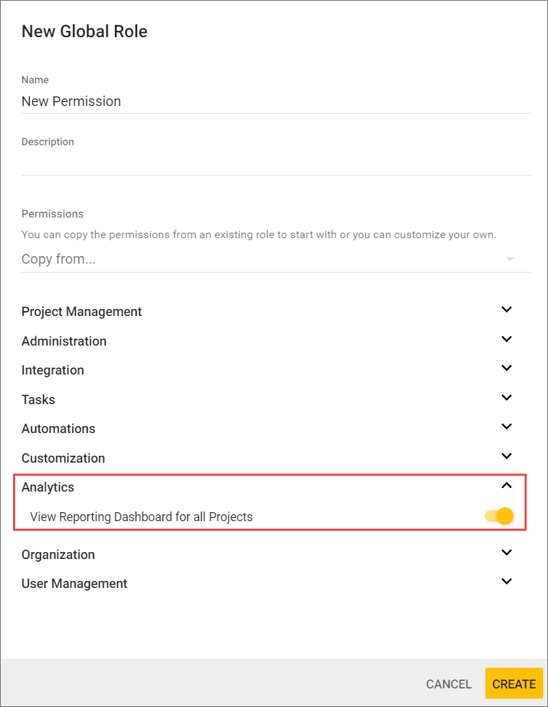 View Analytics Permission Dialog