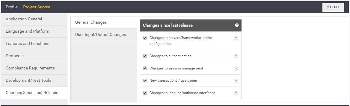 project new release changes