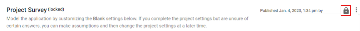 project settings unlock survey
