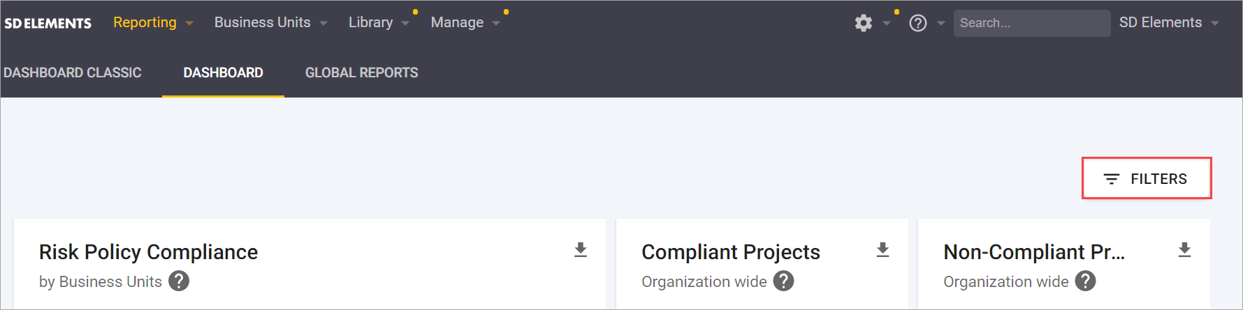dashboard app filter 1 button