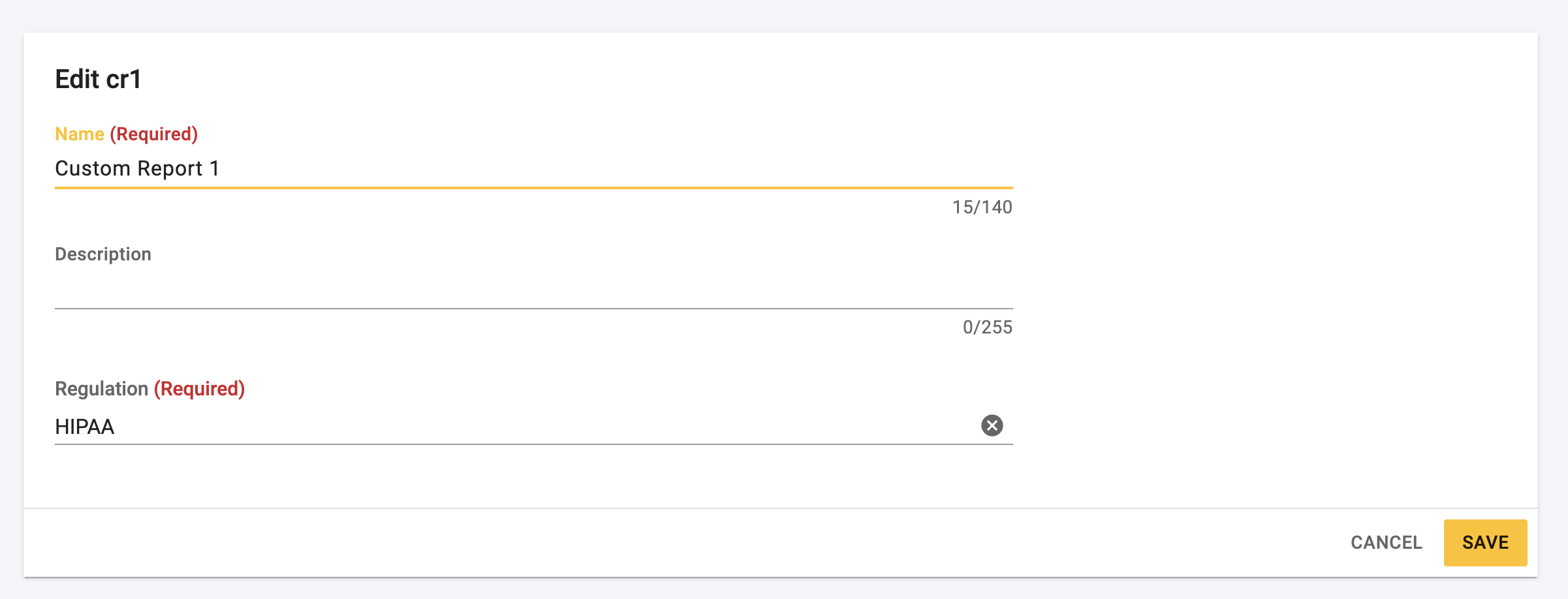 Edit Compliance Report Form