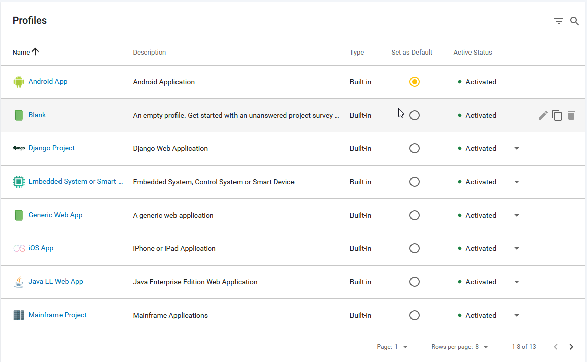 Set a profile as default