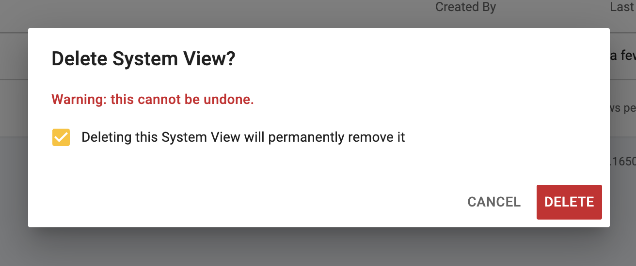 Delete System View Form