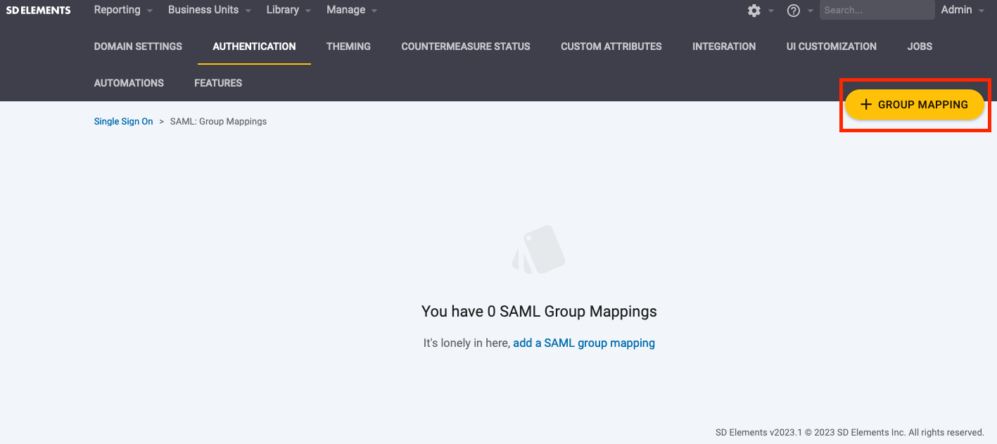 SAML group and role mapping · SD Elements User Guide