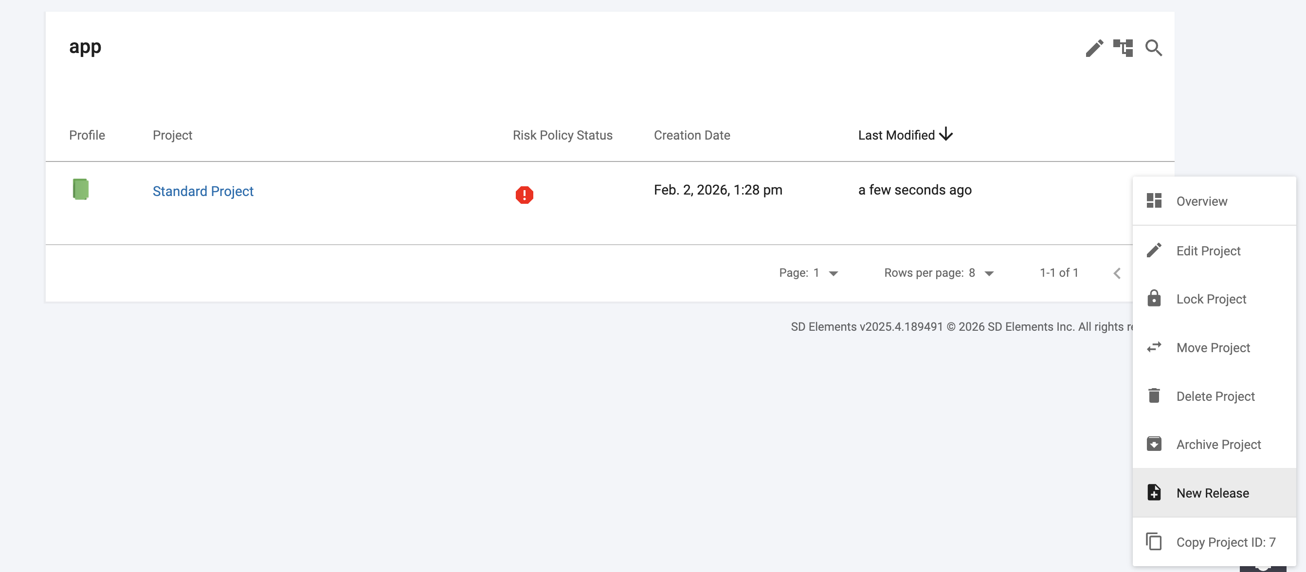 Projects · SD Elements User Guide