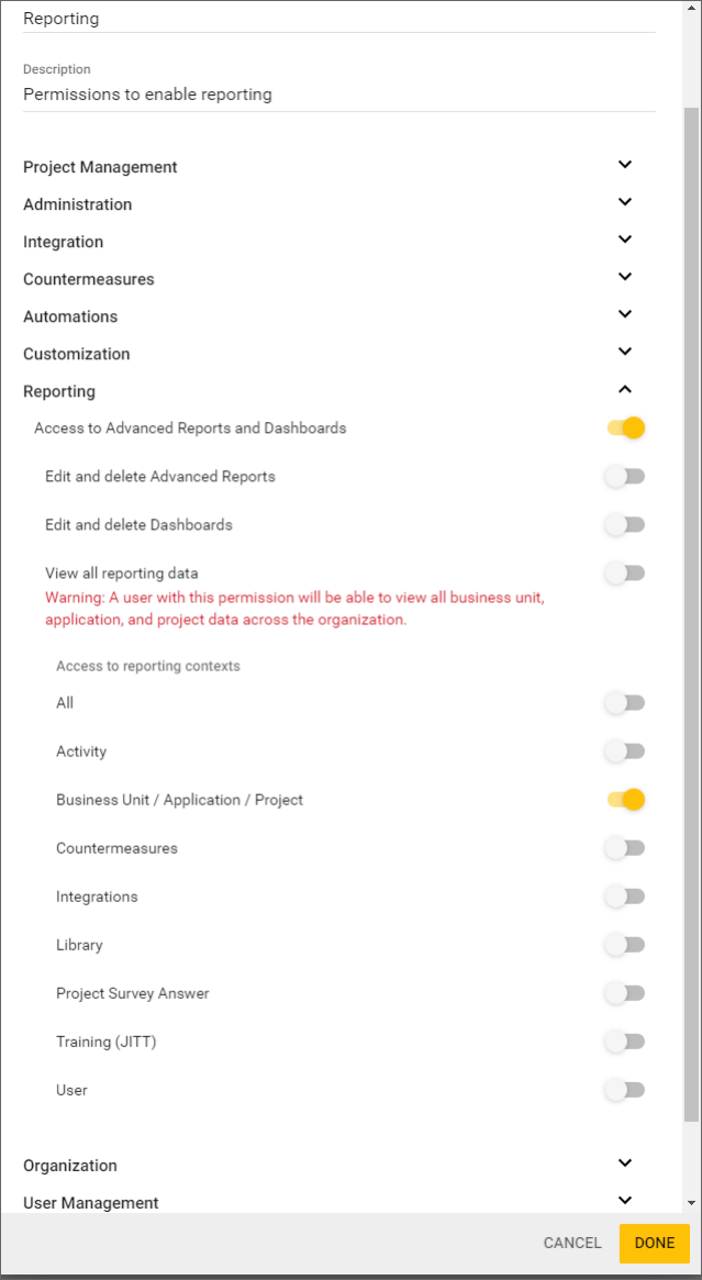 Advanced Reports · SD Elements User Guide