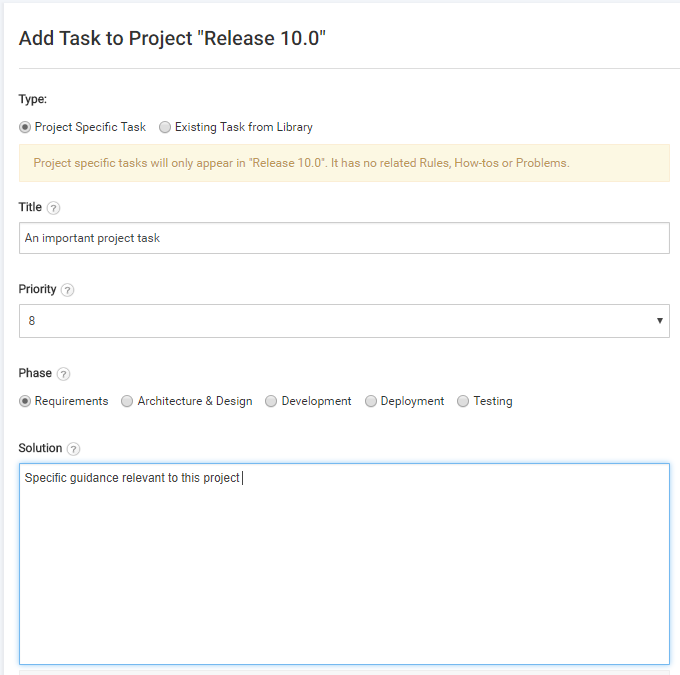 add project task details