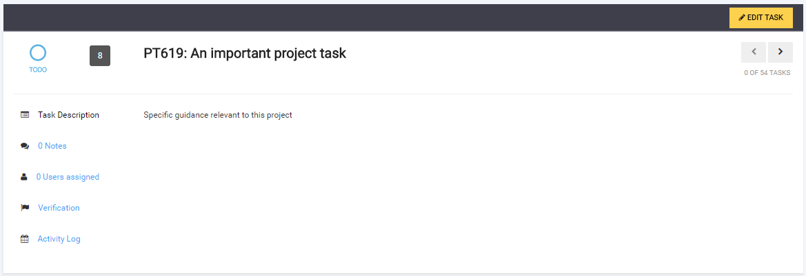 edit project-specific task